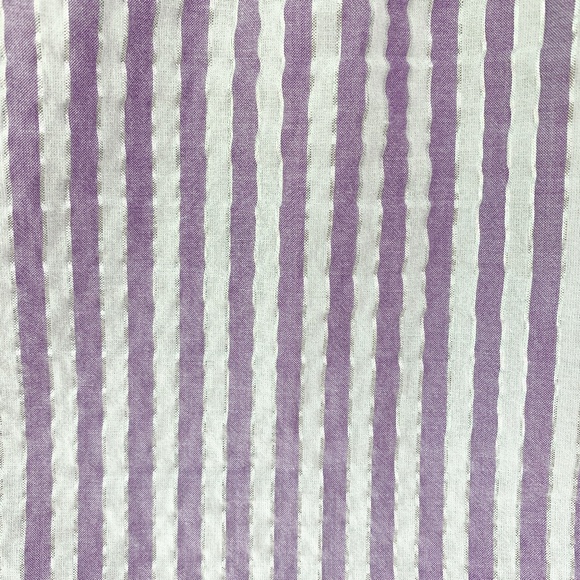 Talbots Charming Stripe Seersucker Popover Top in Deep Lavender Metallic Sz L - Picture 8 of 13